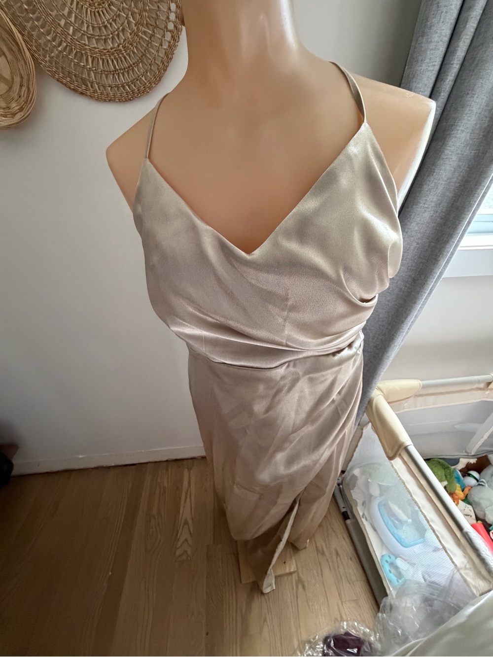 Birdy Grey Champagne Slip Dress with Cowl Neck